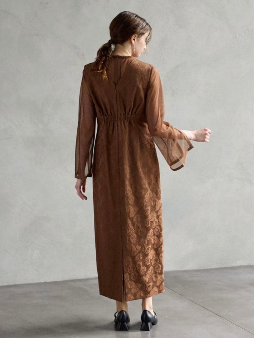 AIMER チュールブラウス付Vネックジャカードタイトパーティードレス Mサイズ