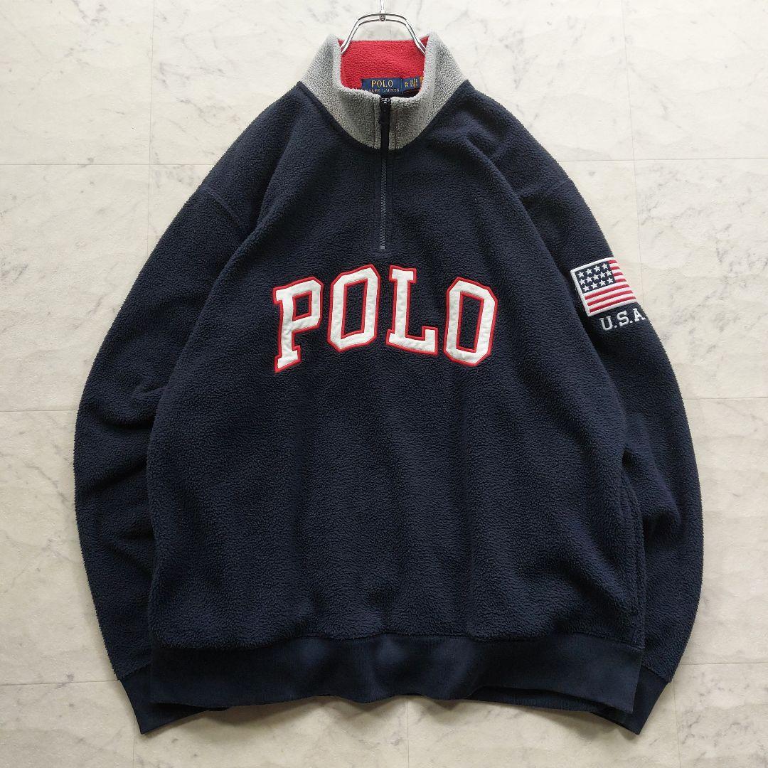 現行タグ ラルフローレン ハーフジップ フリース XL 紺