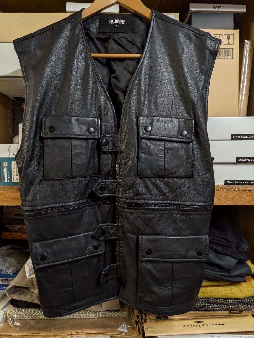 ラフシモンズ ２００２ＡＷ レザーベスト ヴァージニアクリーパー期