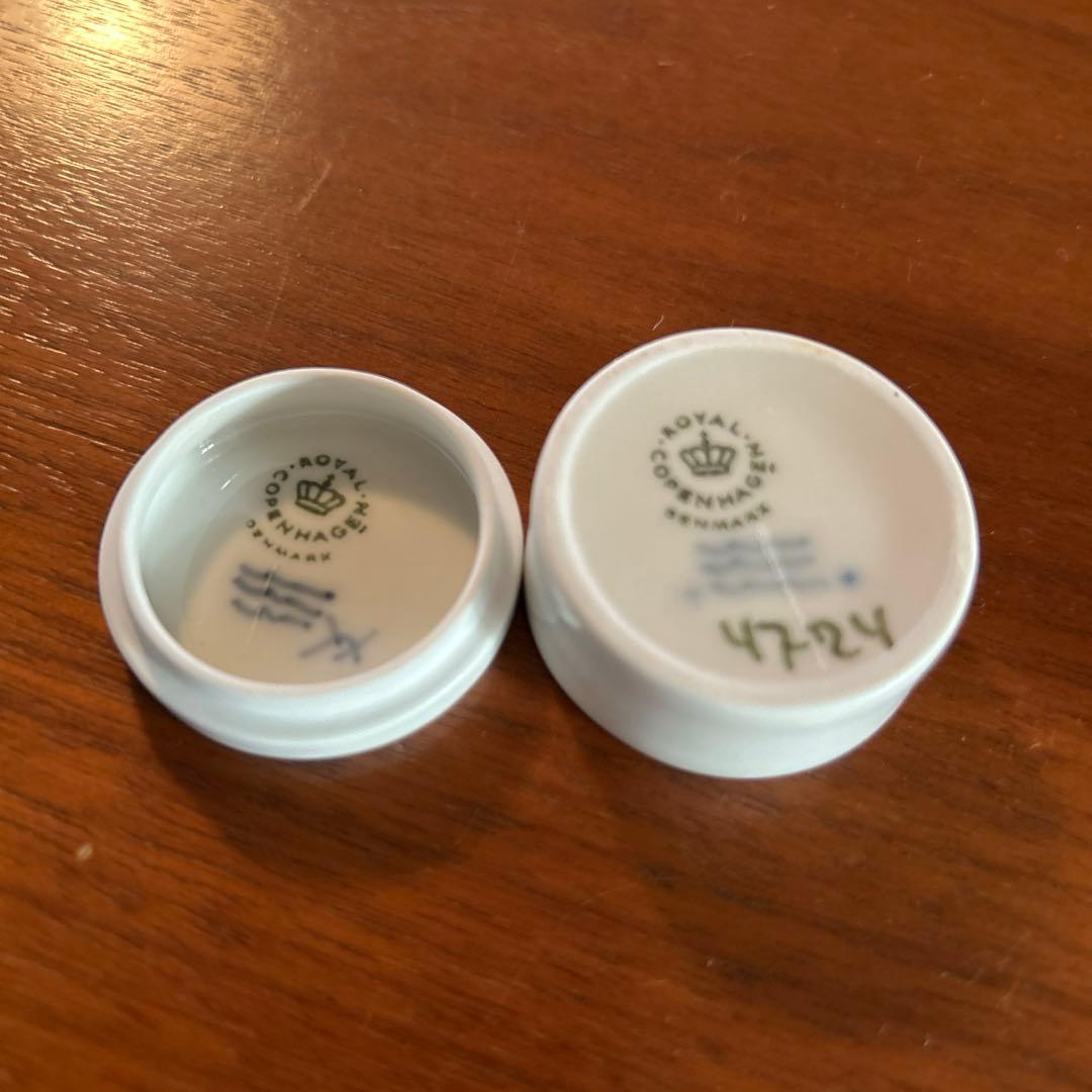 ロイヤルコペンハーゲン ハンドペイント ブルーフルーテッド ピルケース 蓋付き