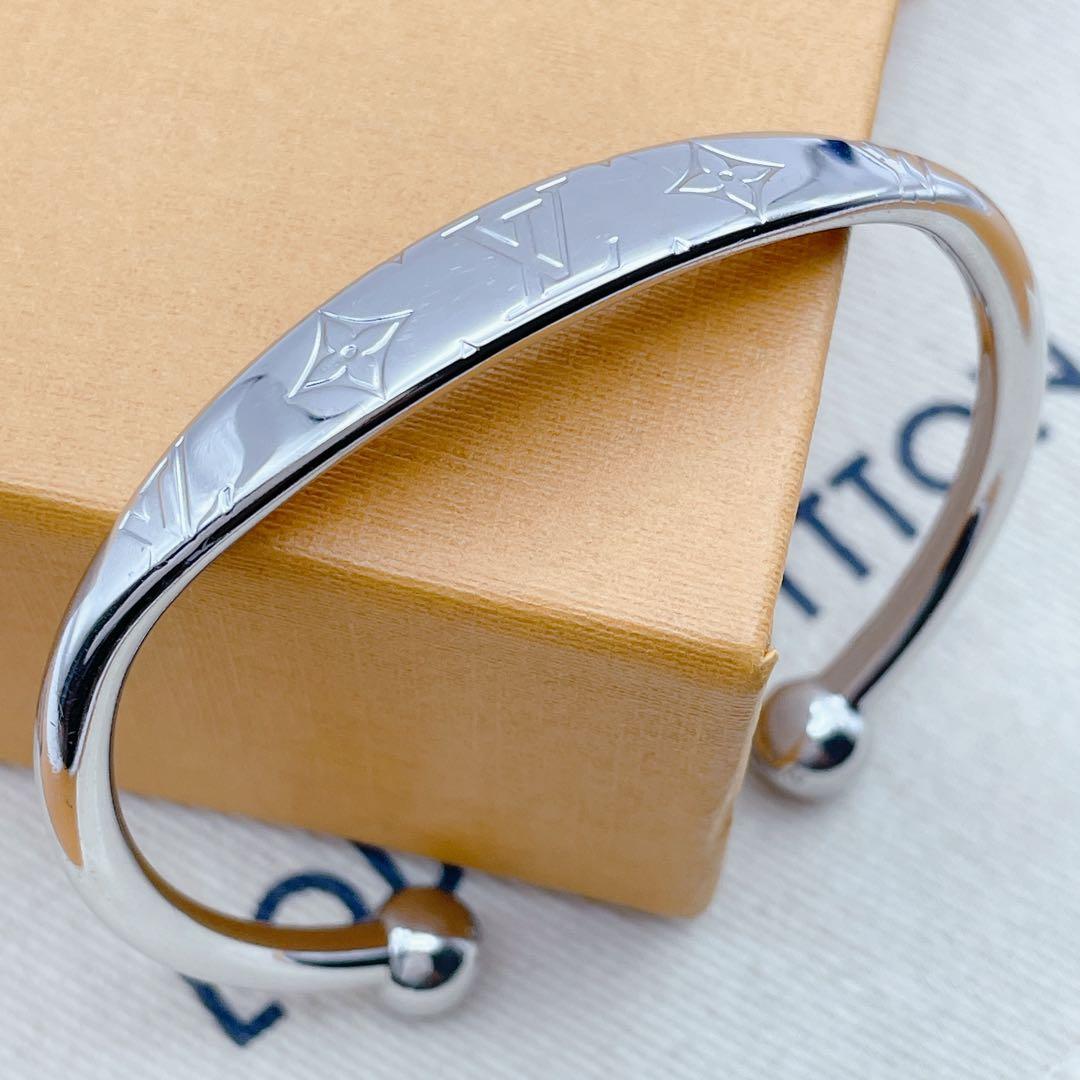 LOUIS VUITTON バングル　ジョンク　モノグラム　シルバー　ブラスレ