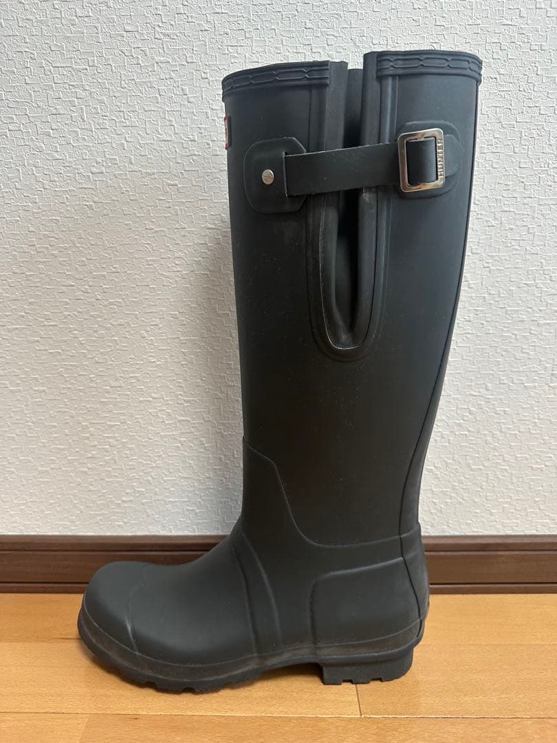 HUNTER ブラック レインブーツ バックル付き