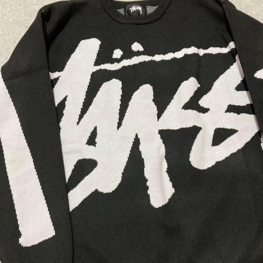 STUSSY ロゴ入り ニットセーター ブラック 男女兼用
