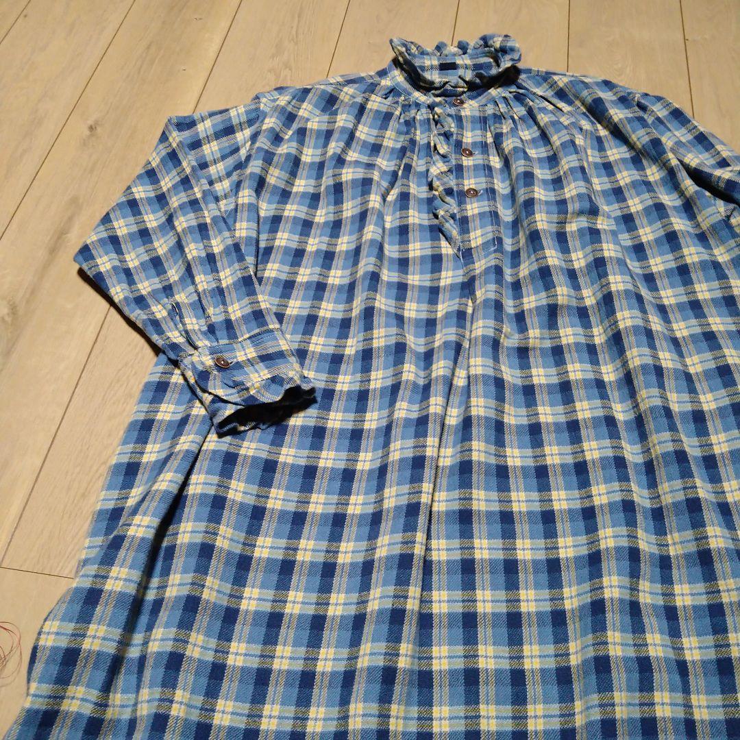 45R インドネルのタックフリルドレス/ブルーイエロー