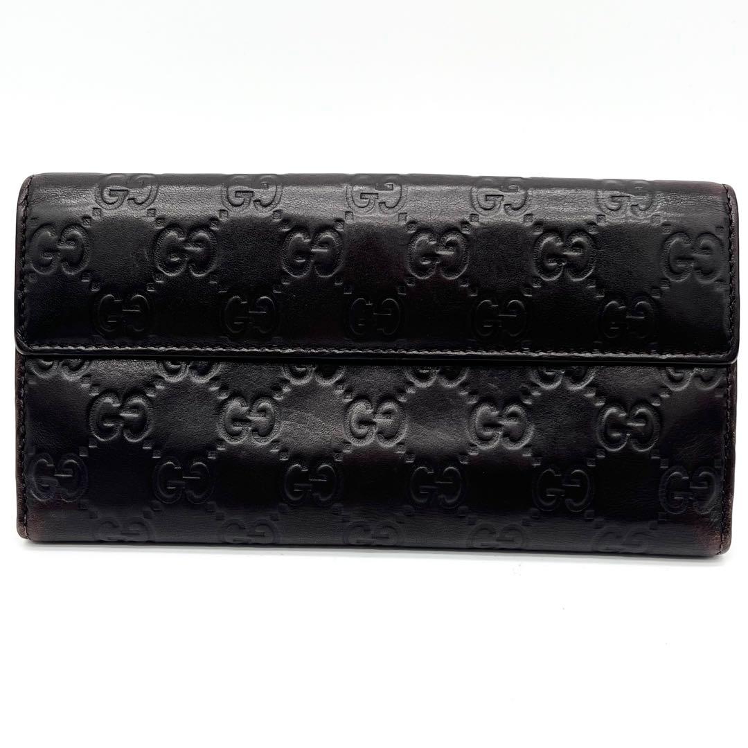 【美品】GUCCI ラブリーハート　グッチシマ　Wホック　ダークブラウン