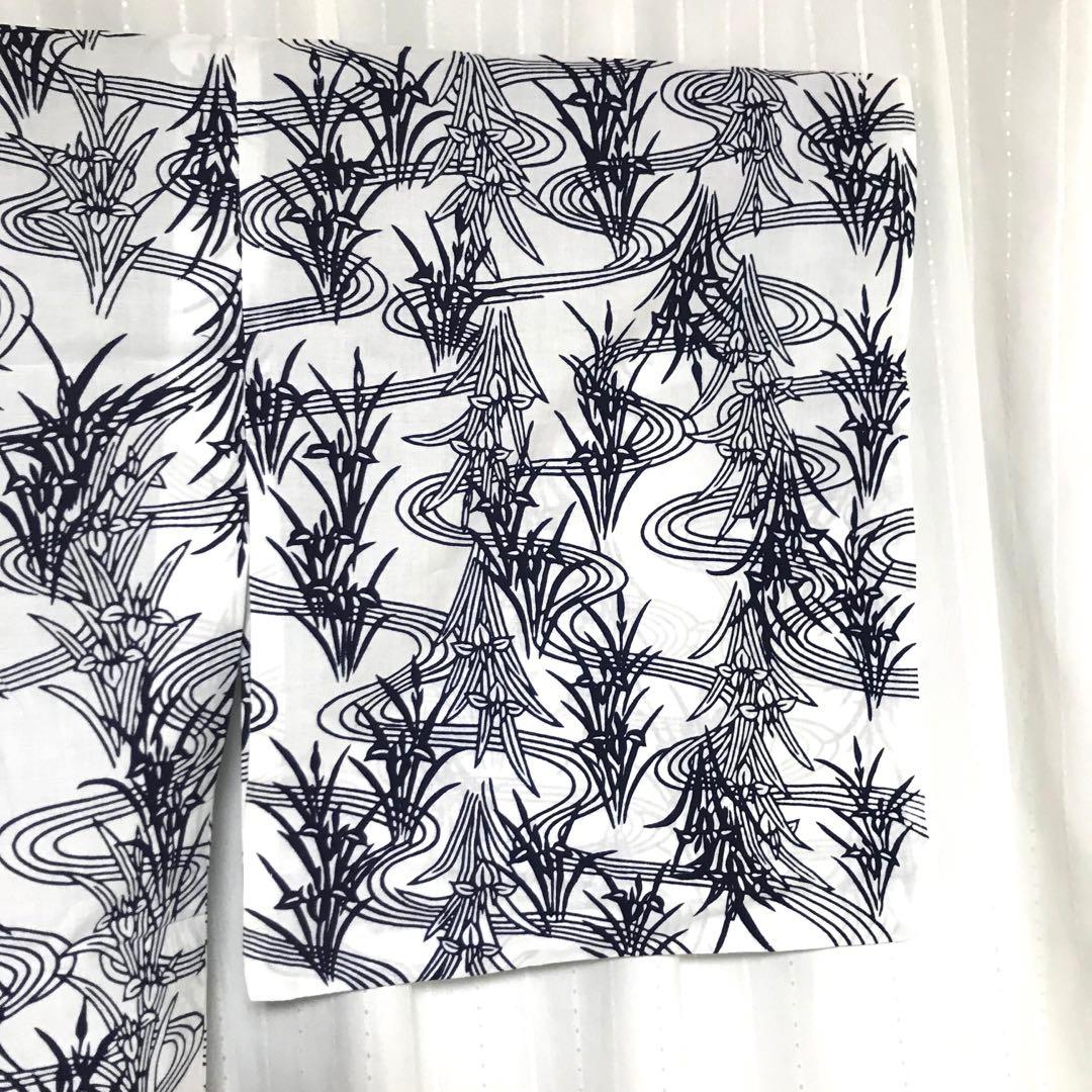 竺仙 浴衣 丈152 裄66.5cm ゆかた カキツバタ あやめ 花菖蒲 藍染