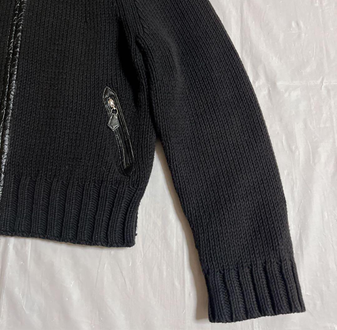 バーバリーロンドンブルーレーベル　ニットジャケット　ノバチェック　ラビットファー