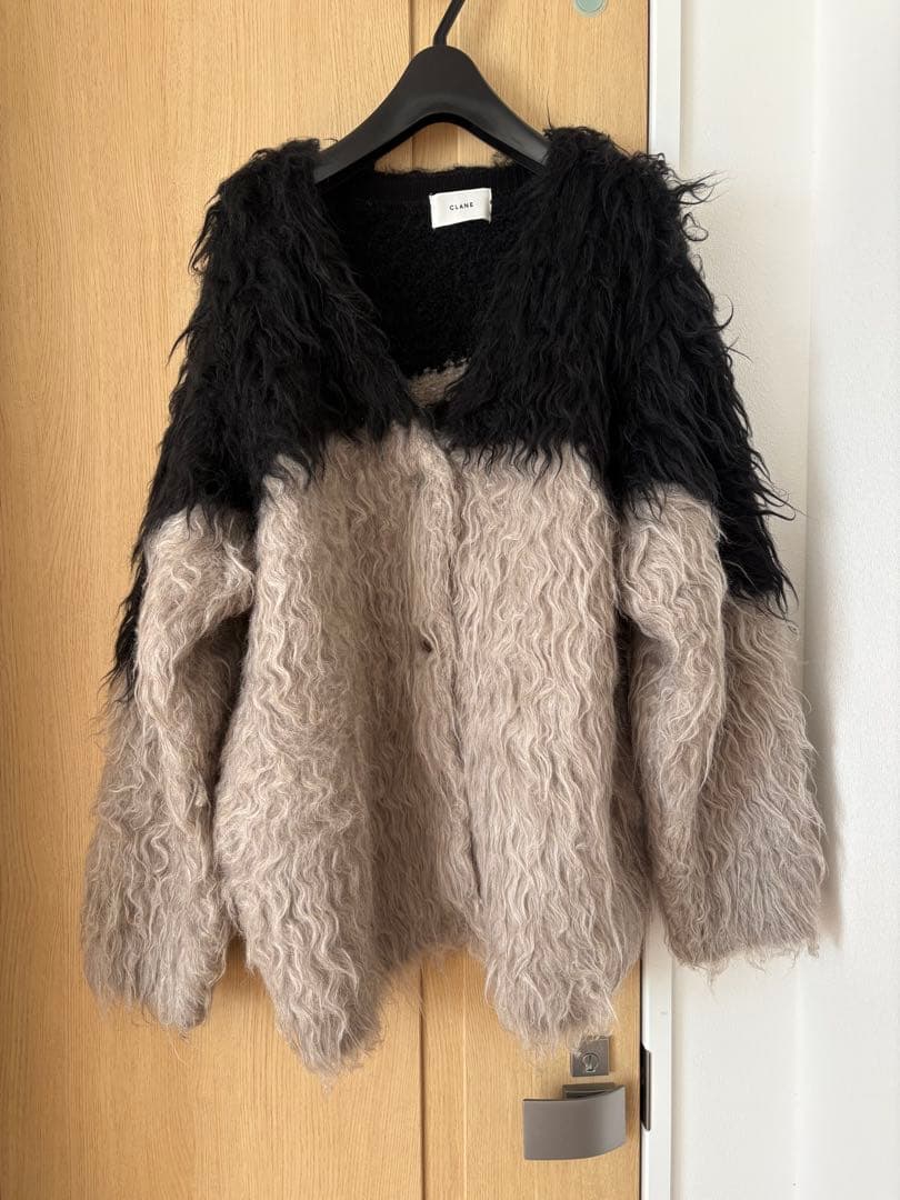 ジャケット・アウター CLANE BI COLOR SHAGGY KNIT CARDIGAN