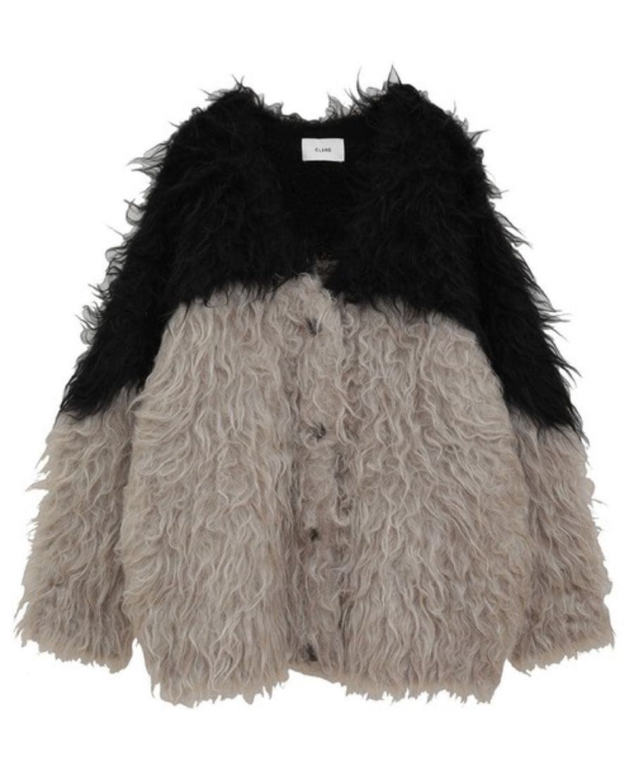 ジャケット・アウター CLANE BI COLOR SHAGGY KNIT CARDIGAN