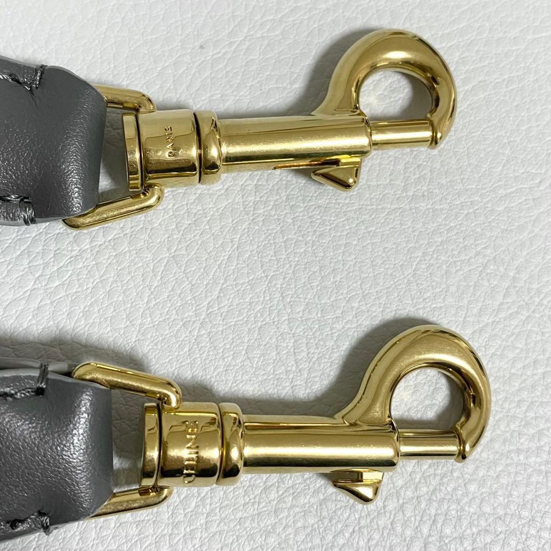 CELINE / ジャガード ロングストラップ ウール ロゴ グレー