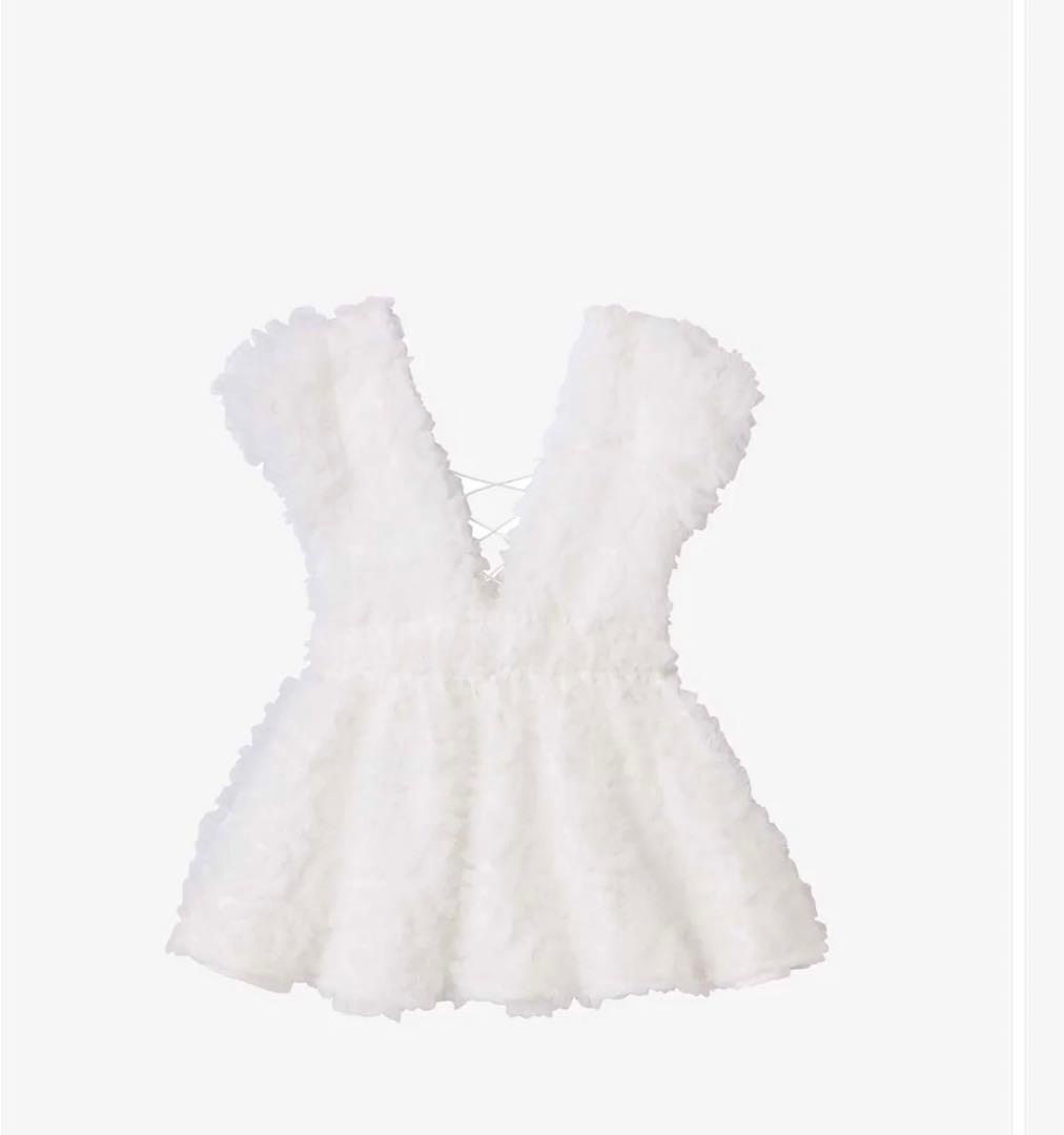 polaura フラワーペプラムバックリボンチュニック