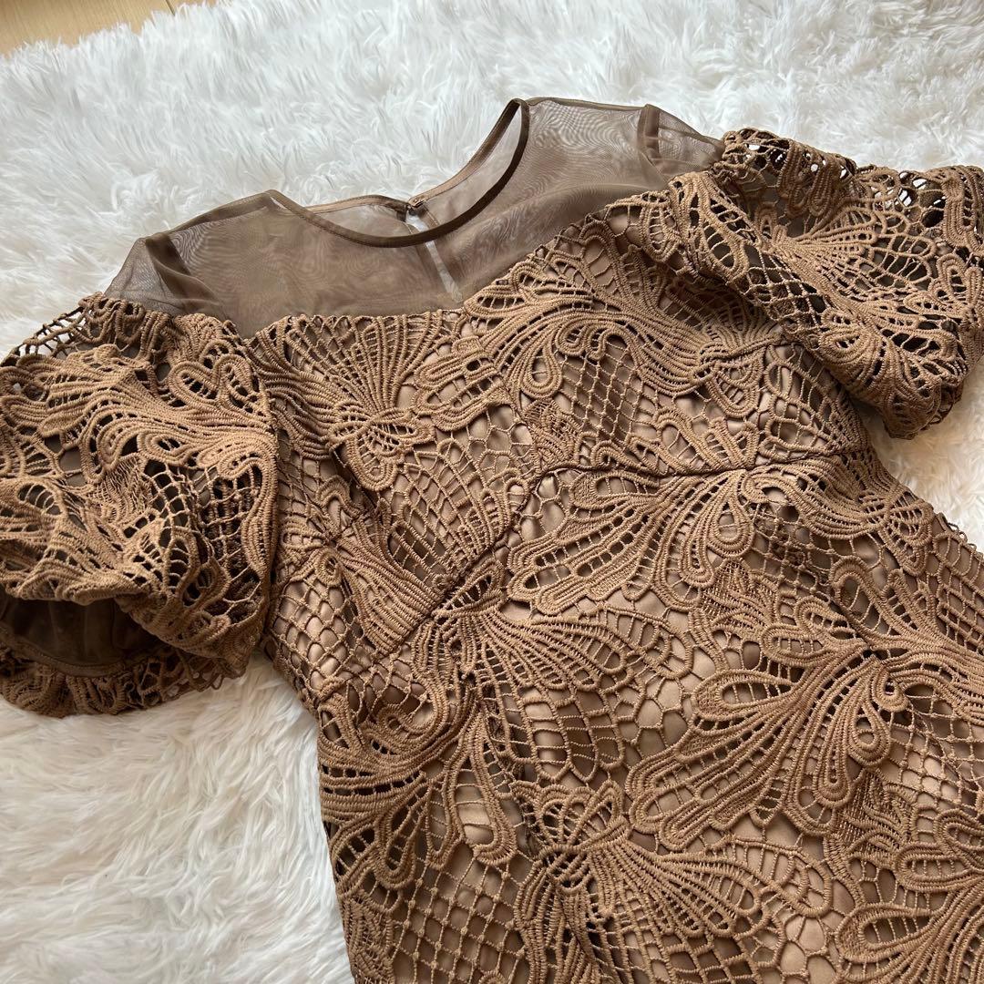 Callarus 結婚式 お呼ばれドレス ケミカルレース Lサイズ ボリューム袖