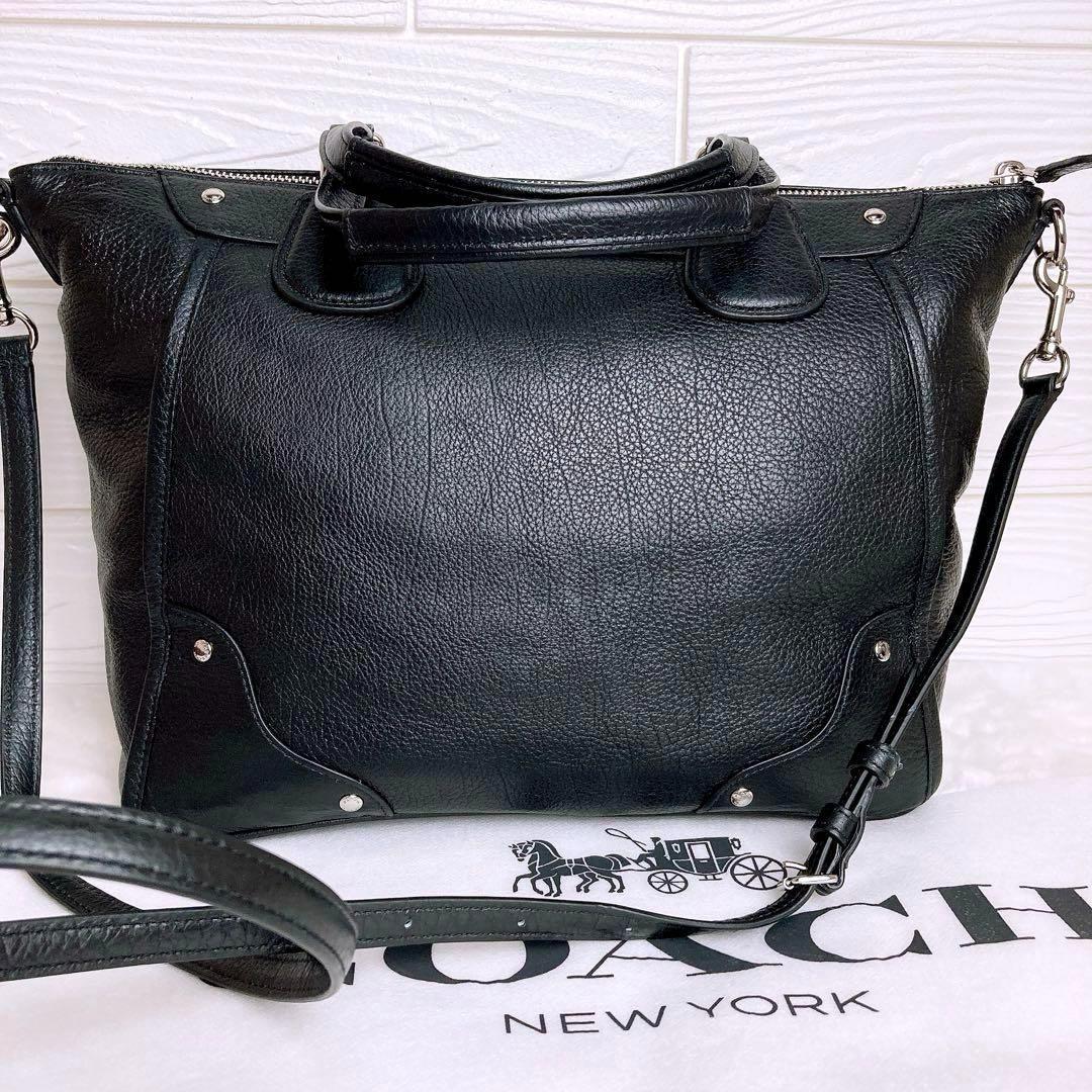 美品☆COACHコーチ 2wayショルダーバッグ ブラック レザー 大容量A4