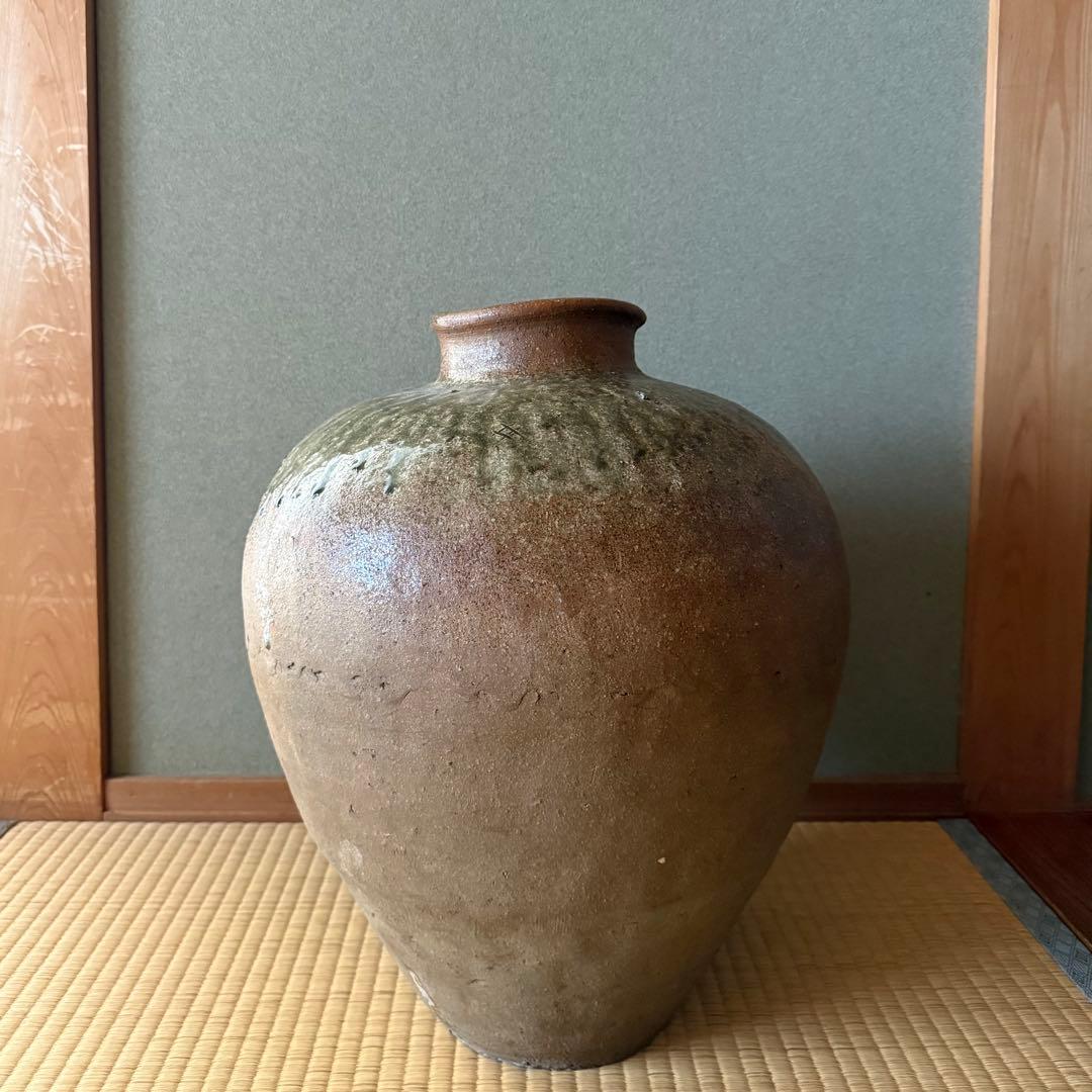古丹波 大壺 室町後期 自然釉 猫掻き 窯印 古備前 古信楽 古越前 古常滑