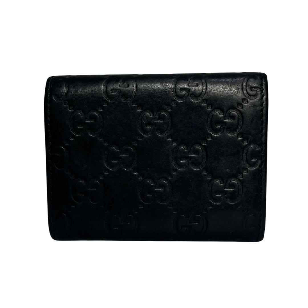 極美✨グッチ 名刺入れ カードケース GGシマ 型押し ブラック レザー