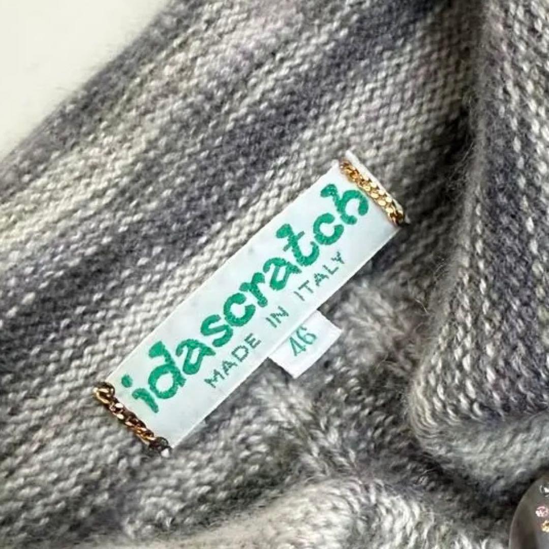 銀座和光取扱) イダスクラッチ ♡ 肉厚カシミヤニットジャケット グレー