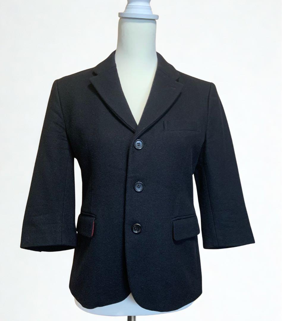 Comme des garçons 黒 七分袖 ウール テーラードジャケット M
