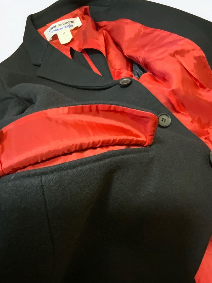 Comme des garçons 黒 七分袖 ウール テーラードジャケット M