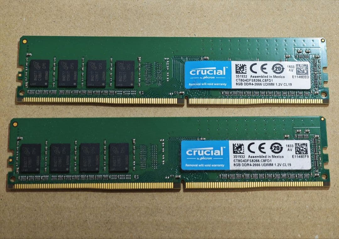 crucial DDR4 2666 メモリ 8GB×2枚（合計16GB）PC