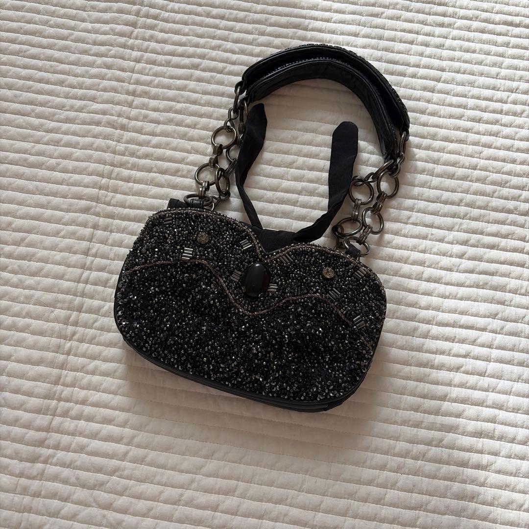 JAMIN PUECH ビーズ装飾 ミニバッグ　黒