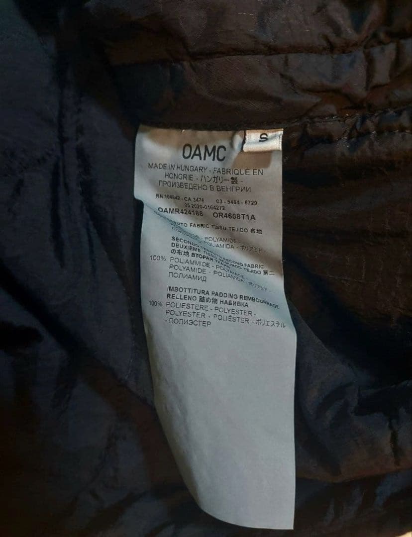 OAMC コンバットライナージャケット S ブラック　ロンハーマン