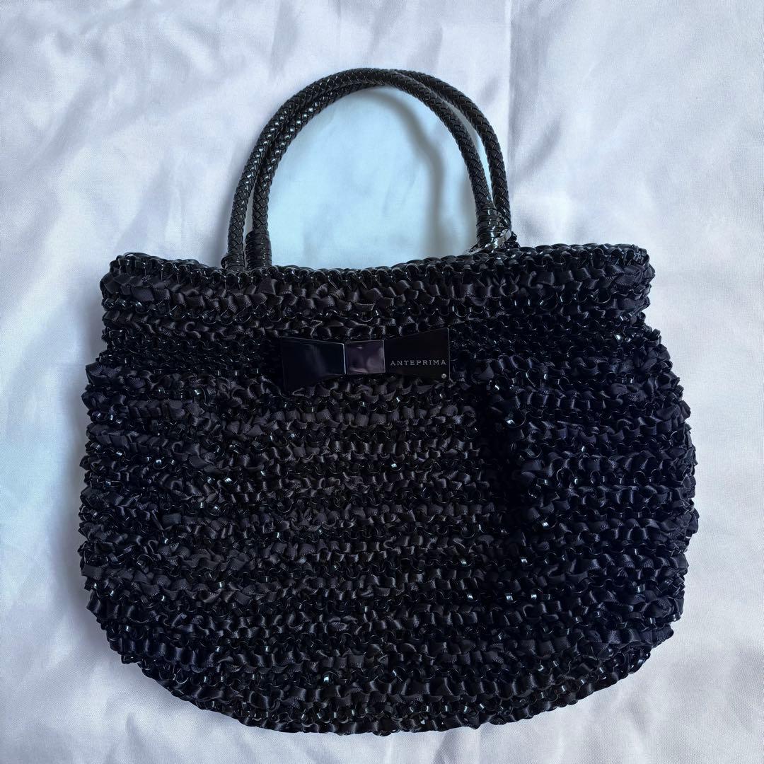【美品】✨アンテプリマ ワイヤーバッグ　ブラック　リボン