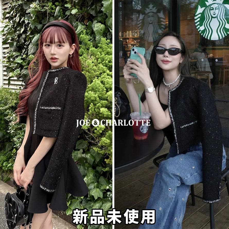 ダーリッチ darich スパンコールツイードジャケット BLK ブラック