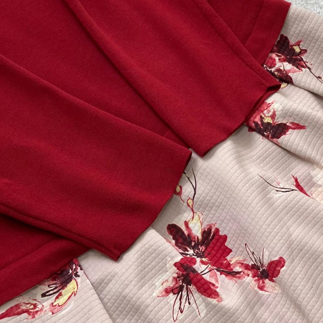 美品✨ローズティアラ ニットワンピース ロング丈 花柄 大きいサイズ 46 4L