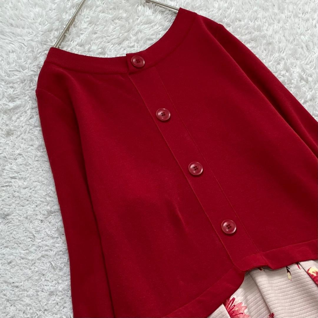 美品✨ローズティアラ ニットワンピース ロング丈 花柄 大きいサイズ 46 4L