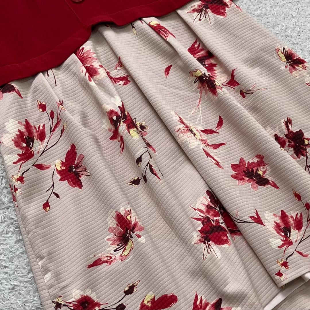 美品✨ローズティアラ ニットワンピース ロング丈 花柄 大きいサイズ 46 4L