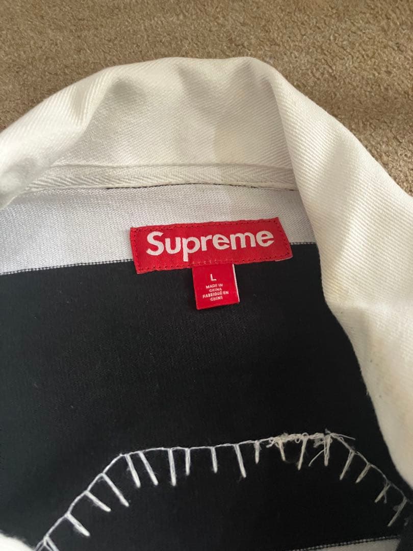 Supreme ストライプ ラガーシャツ L