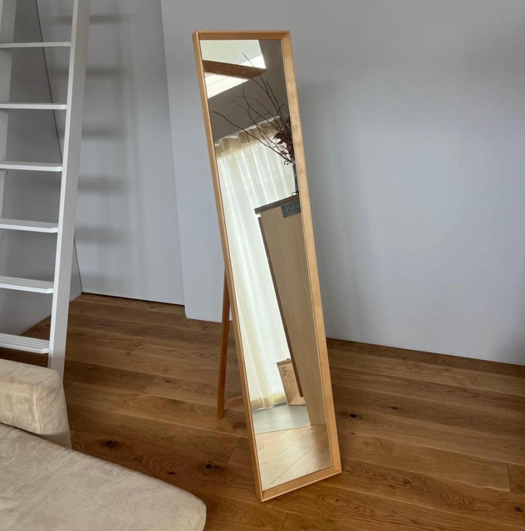 【送料込み】 木製ミラー 職人手作り 国産ブナ 姿見
