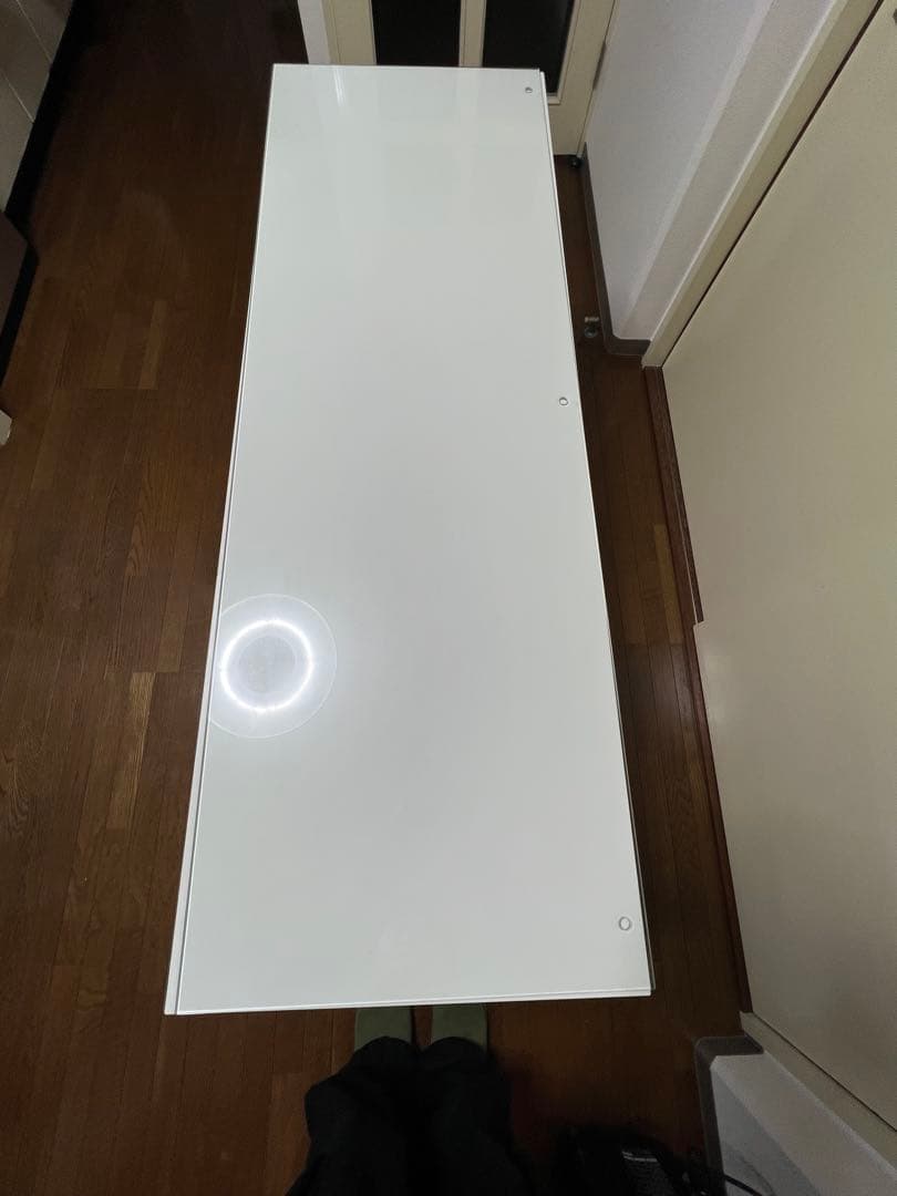 ホワイト ガラス天板 ドレッサー 引き出し付き