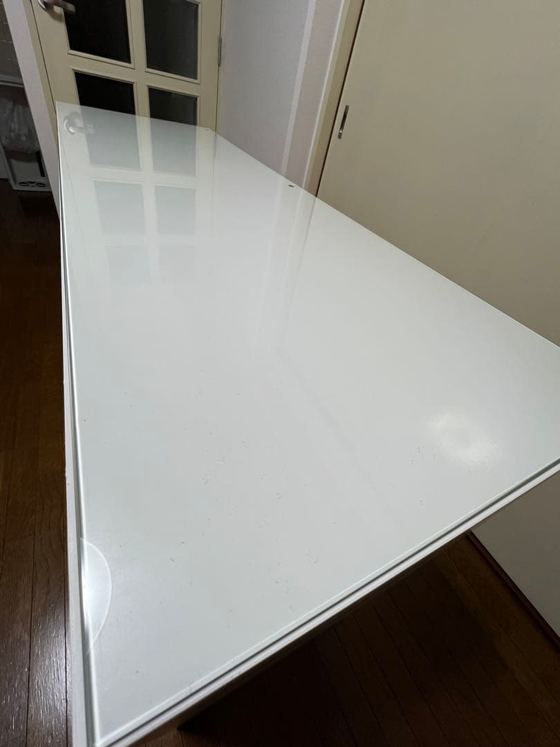 ホワイト ガラス天板 ドレッサー 引き出し付き