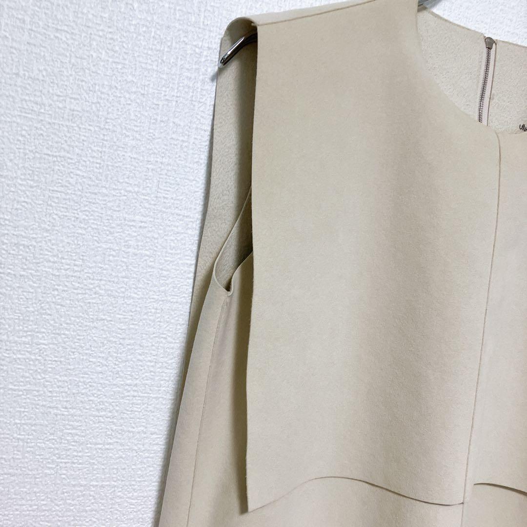 【23SS】HYKE エコスエードワンピース　ノースリーブ　アイボリー