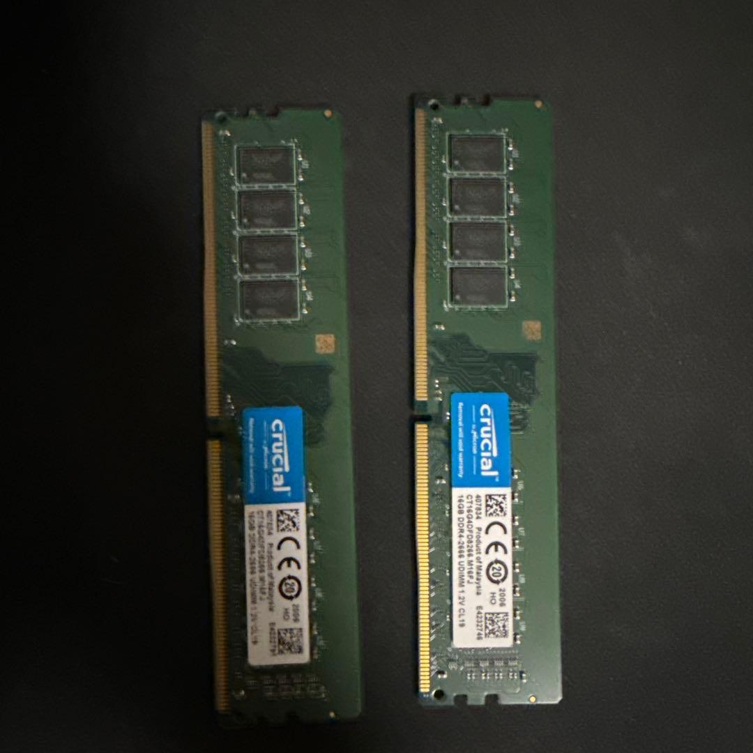 crucial 32GB DDR4 2666MHz メモリ(16GBx2)
