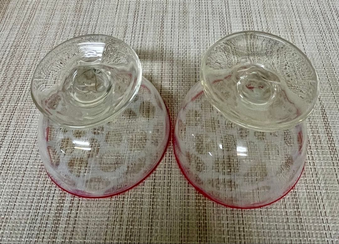 氷コップ 水玉紋様 赤 アンティーク 大正ロマン②
