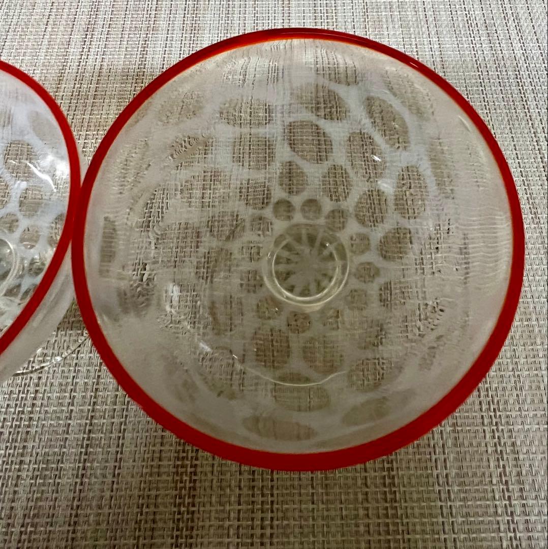 氷コップ 水玉紋様 赤 アンティーク 大正ロマン②
