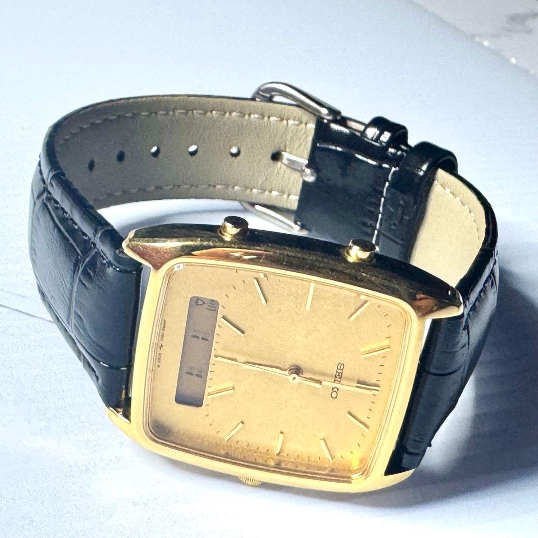 SEIKO メンズ ビンテージ デジアナ H601-5050 ゴールド 多機能