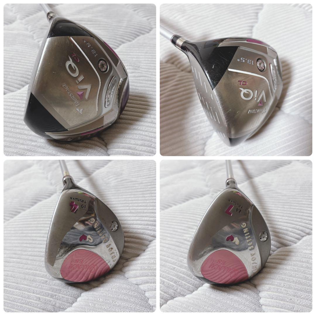 レディース 9本 ！入門ゴルフクラブセット ピンク赤系 ViQ LINKS