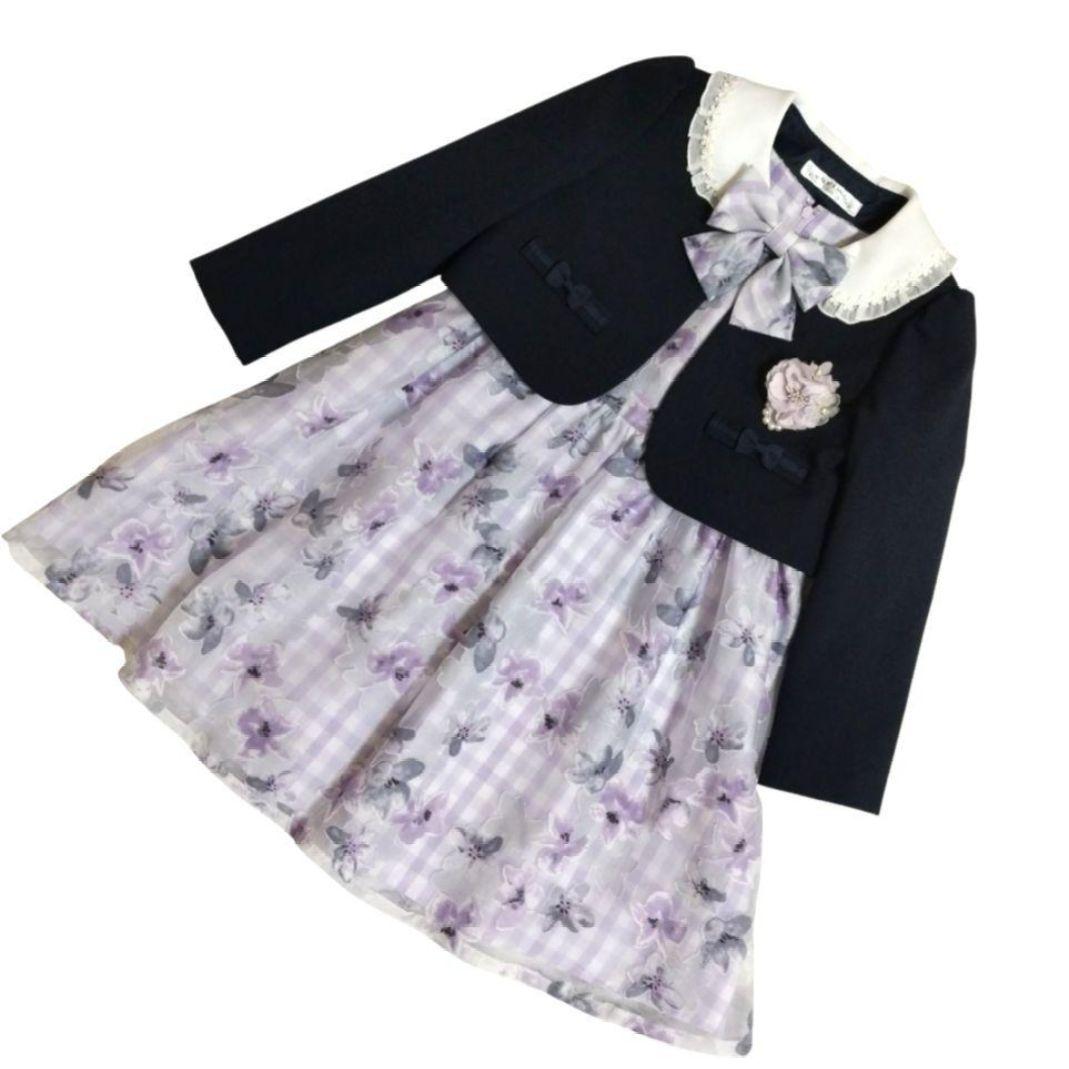 【130】CHOPIN ジャケット ワンピース 花柄 パープル アンサンブル