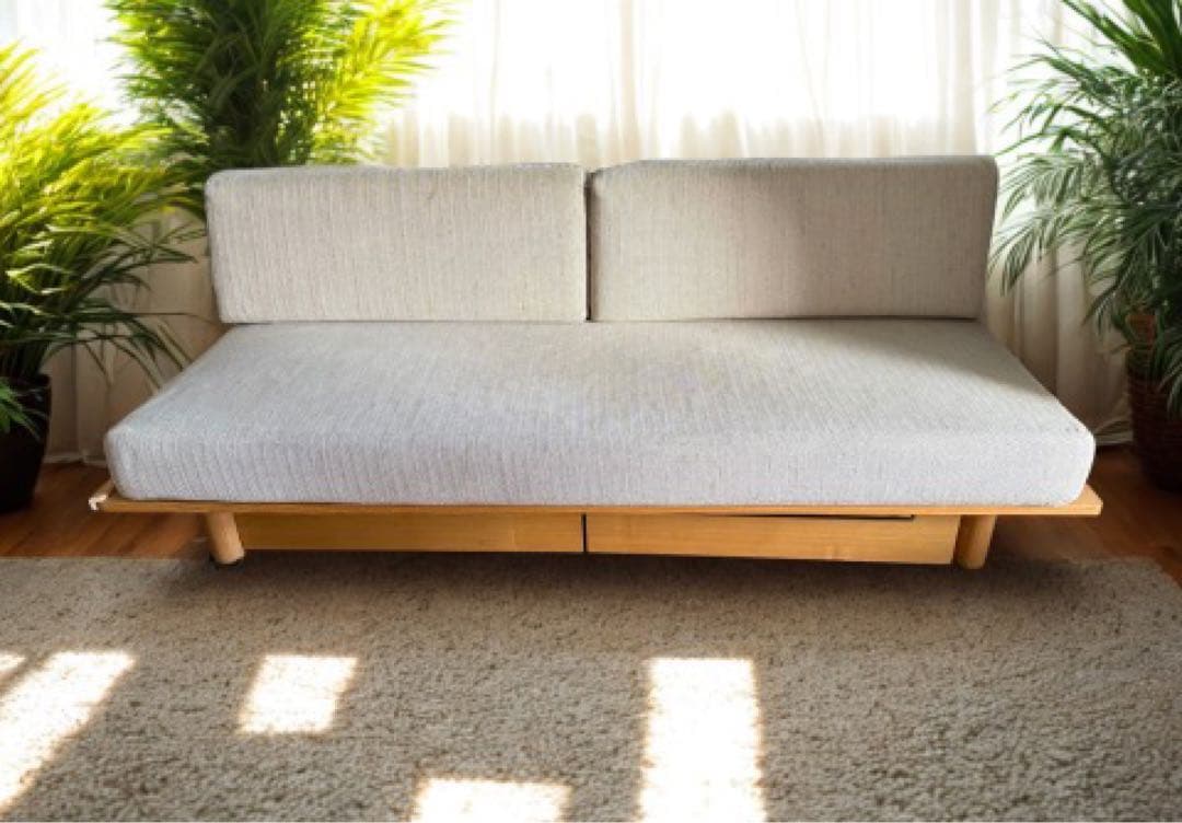 無印良品 【廃盤】ソファベッド 3人掛け ベージュ＋ ベッド下収納ボックス２個