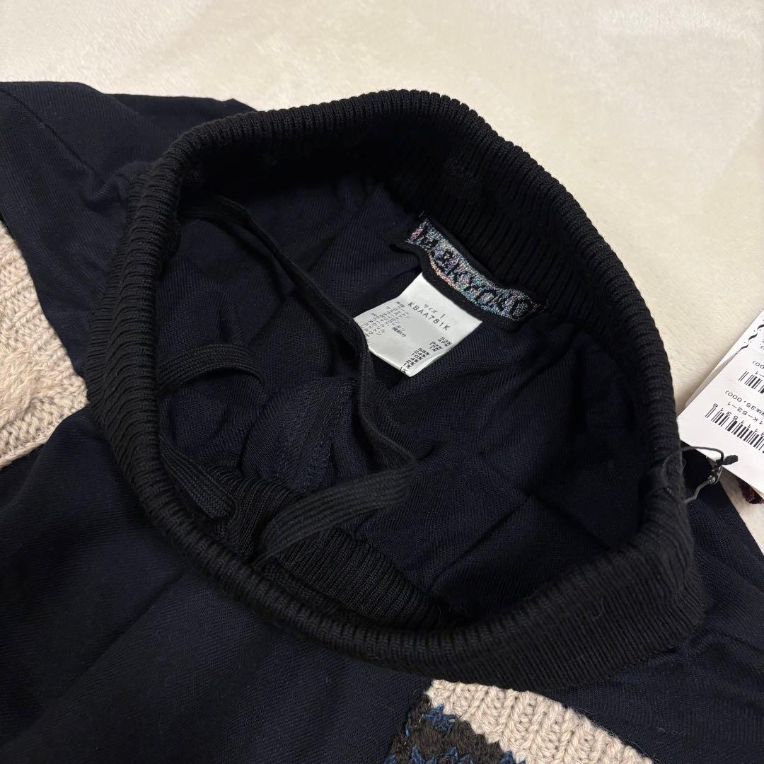 【エムアンドキョウコ】新品タグ付 デザインパンツ 1 ネイビー ニット切替