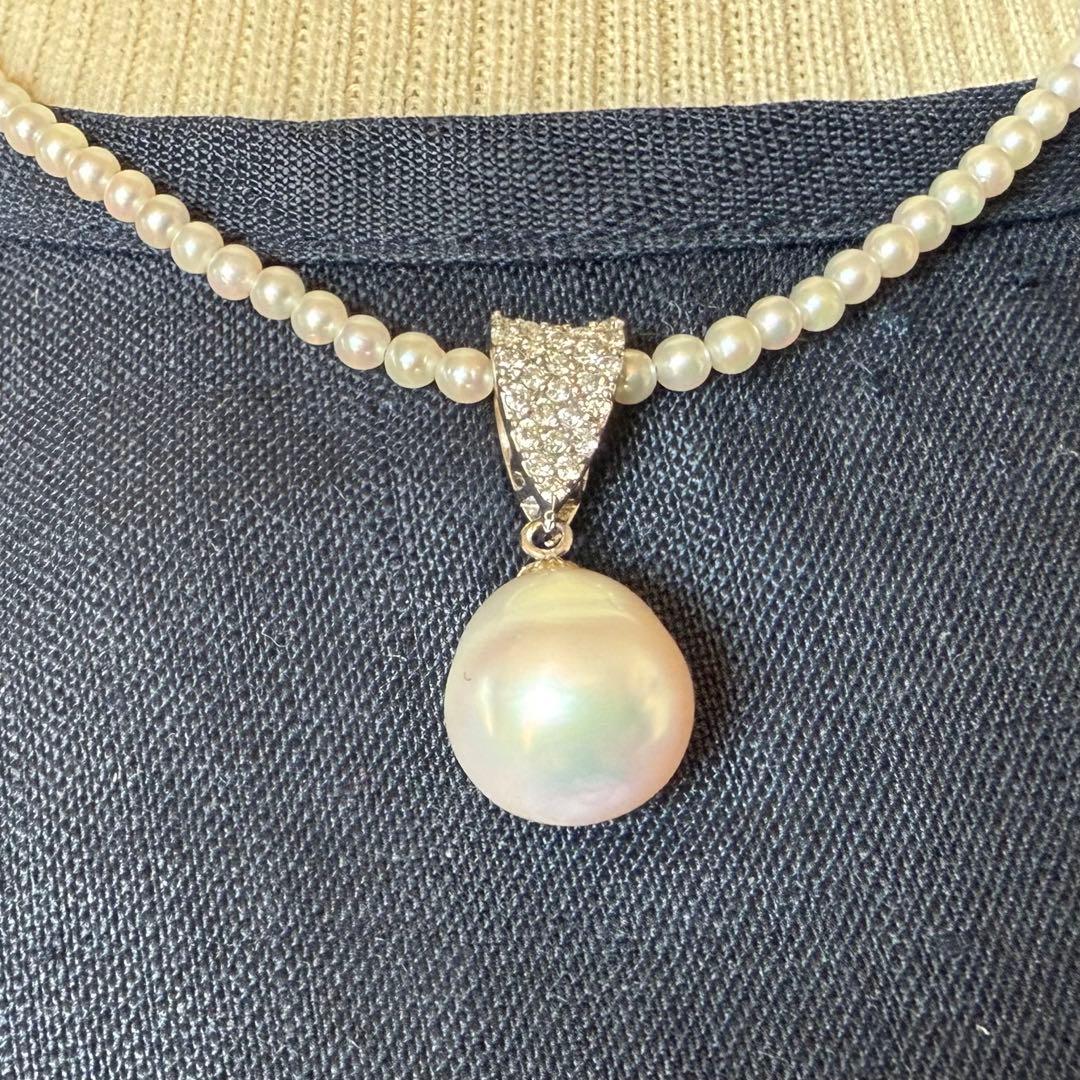 桜玲子　k18WGダイヤ0.30南洋白蝶パールペンダントトップ