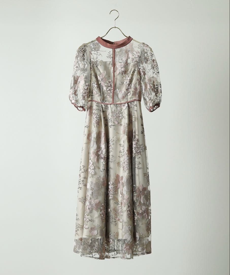 シック フラワー刺繍 パーティー ドレス 結婚式 お呼ばれ オケージョン