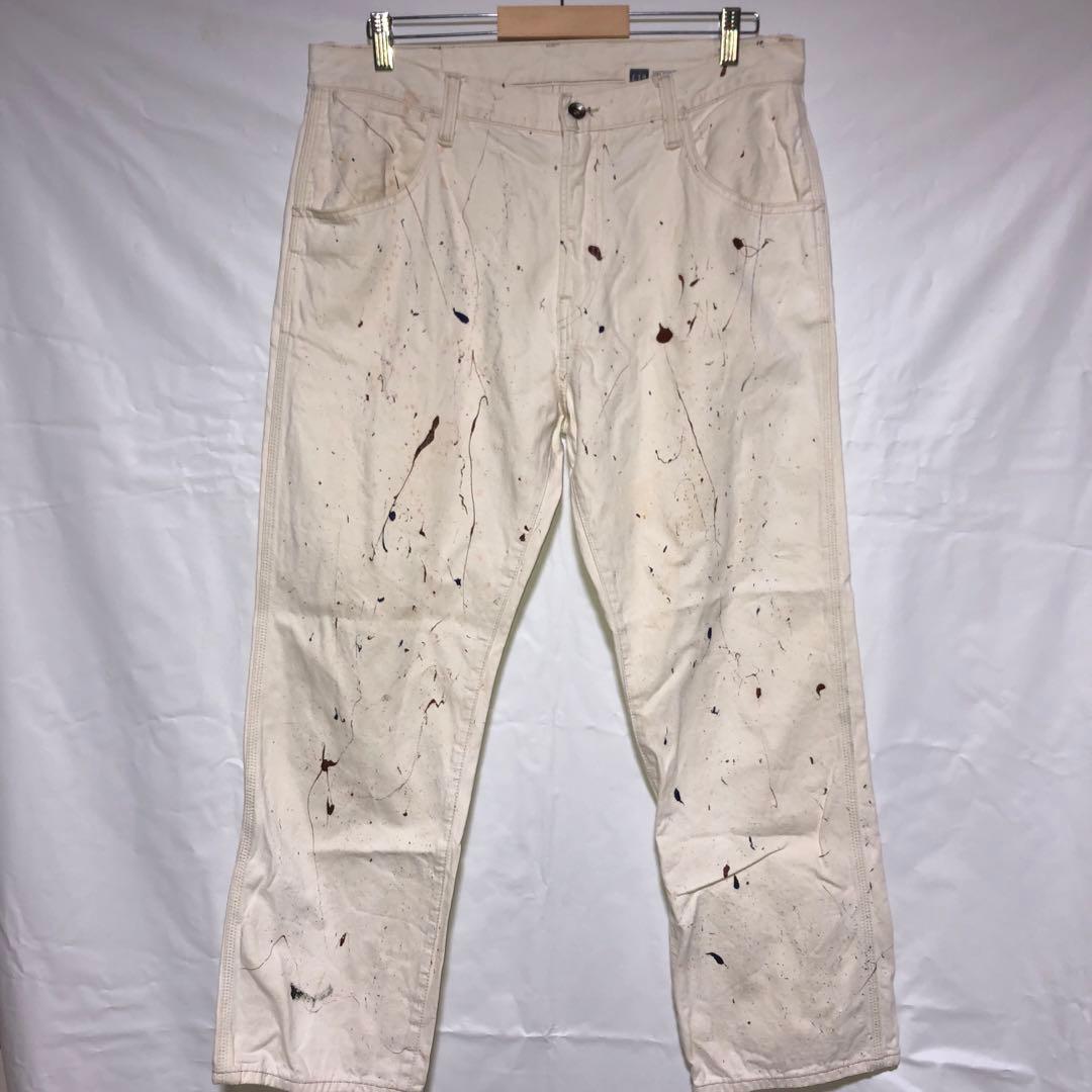 OLD GAP ホワイト ペイントスプラッター ペンキ　ワークパンツ
