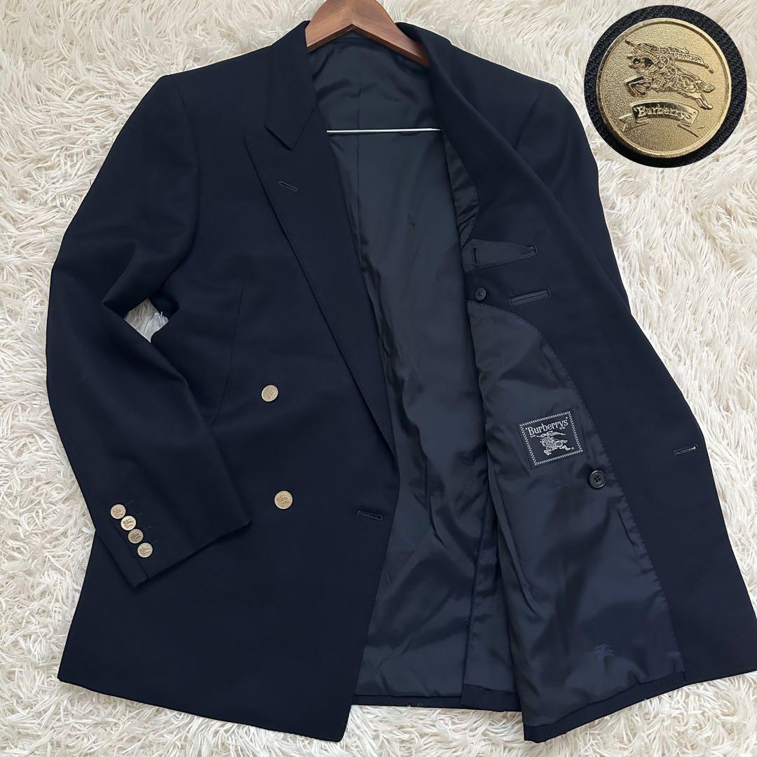 美品✨バーバリー 紺ブレ ダブルブレスト 金ボタン テーラードジャケット L