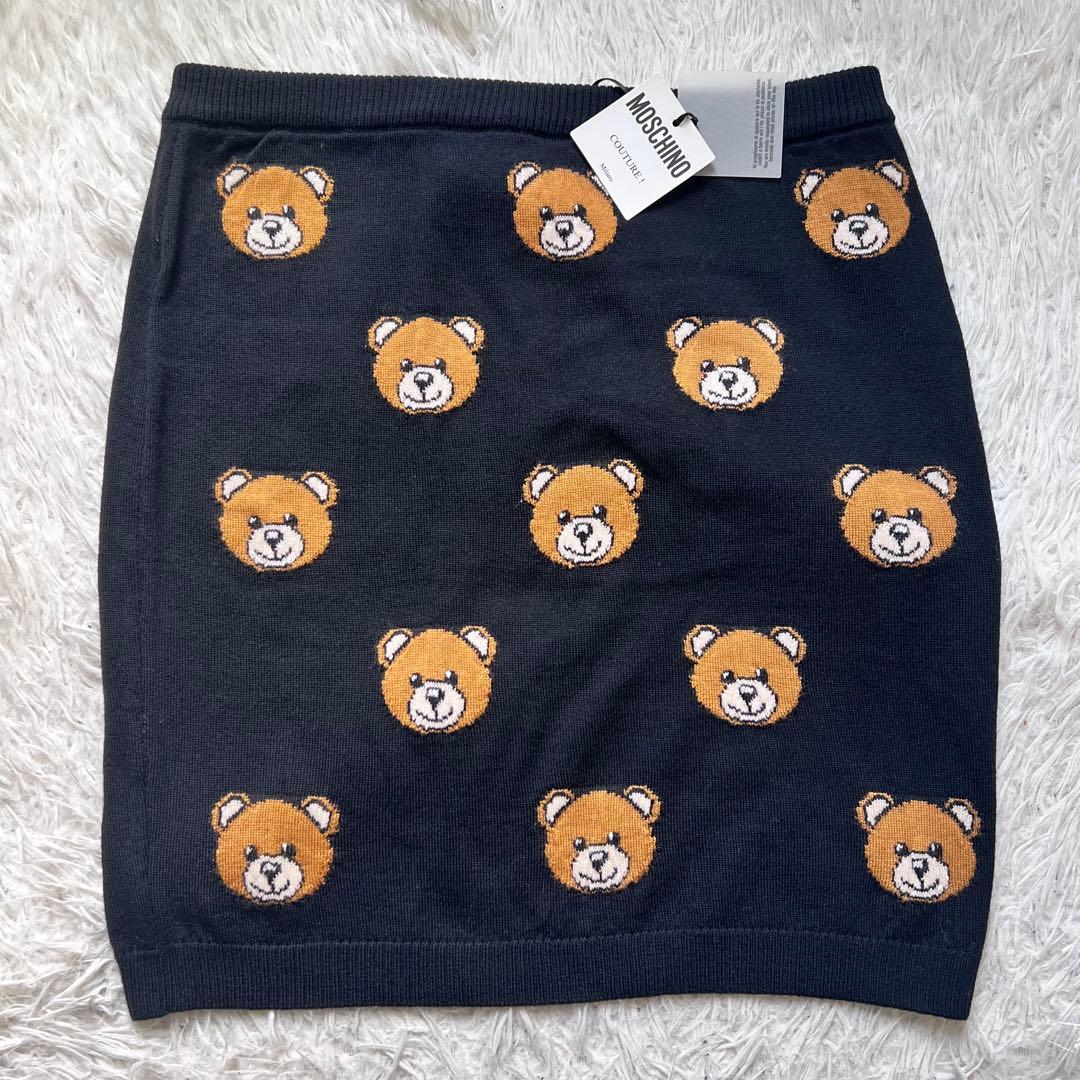 新品タグ付き！MOSCHINOモスキーノ　Bearニット　スカート　44サイズ