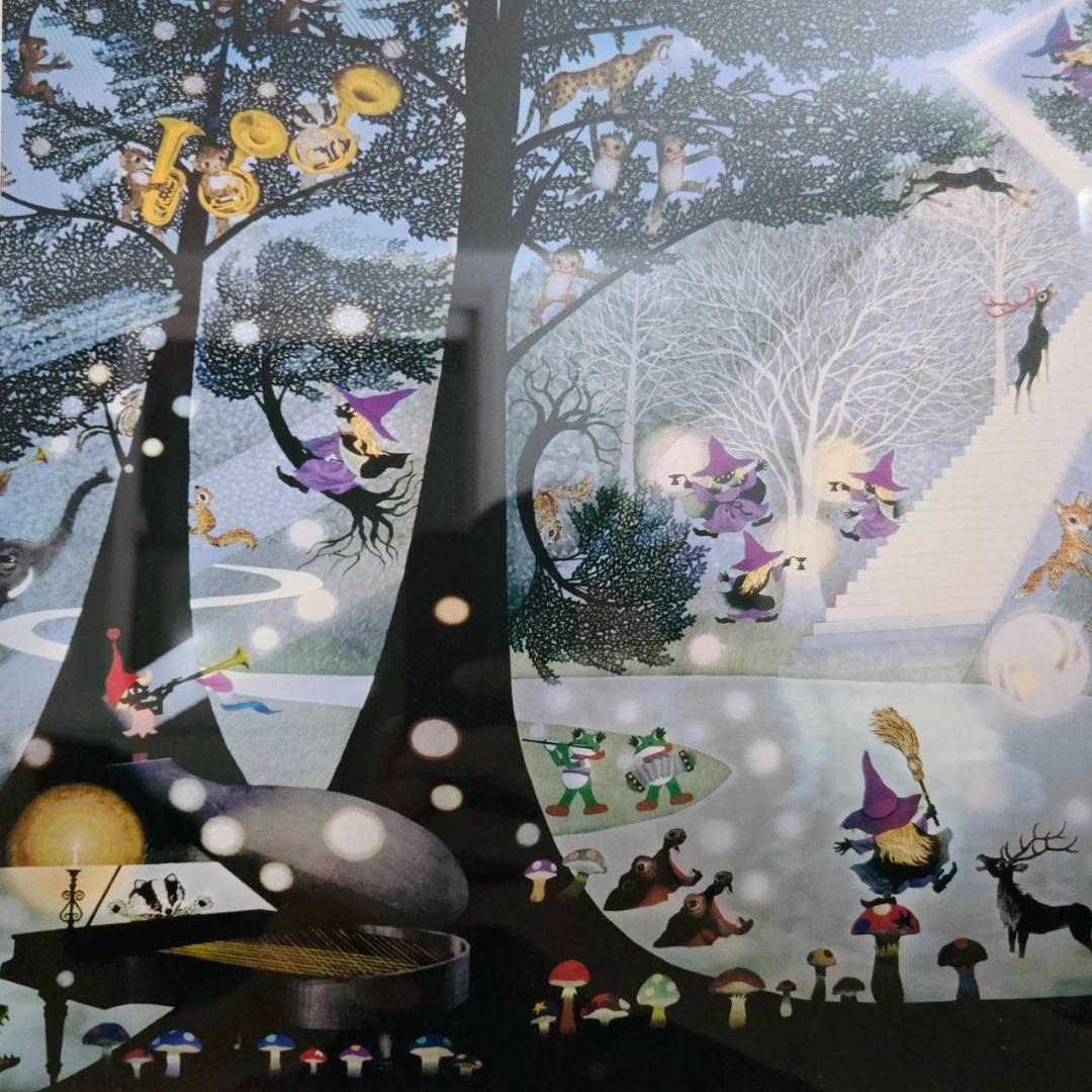 藤城清治　光る森　直筆サイン　ダイヤモンドスクリーン　保証