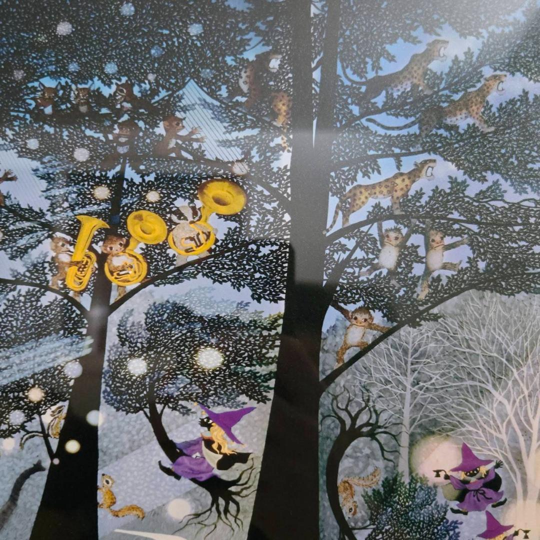 藤城清治　光る森　直筆サイン　ダイヤモンドスクリーン　保証